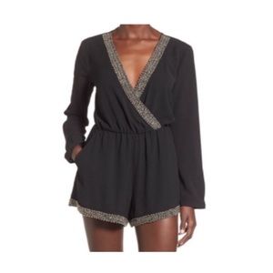 ASTR silver and black beaded romper